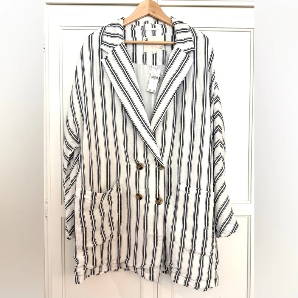 Anthropologie Pilcro Oversized Slouch Blazer in Black & White Stripe - Picture 5 of 5